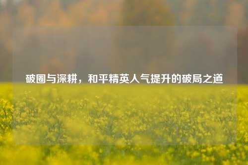 破圈与深耕，和平精英人气提升的破局之道