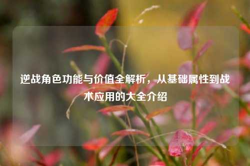 逆战角色功能与价值全解析，从基础属性到战术应用的大全介绍