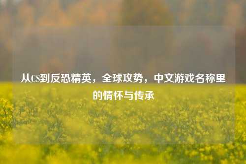从CS到反恐精英，全球攻势，中文游戏名称里的情怀与传承